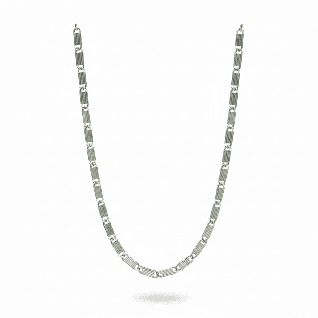 Sterling silver chain with textured rectangular links (C912)