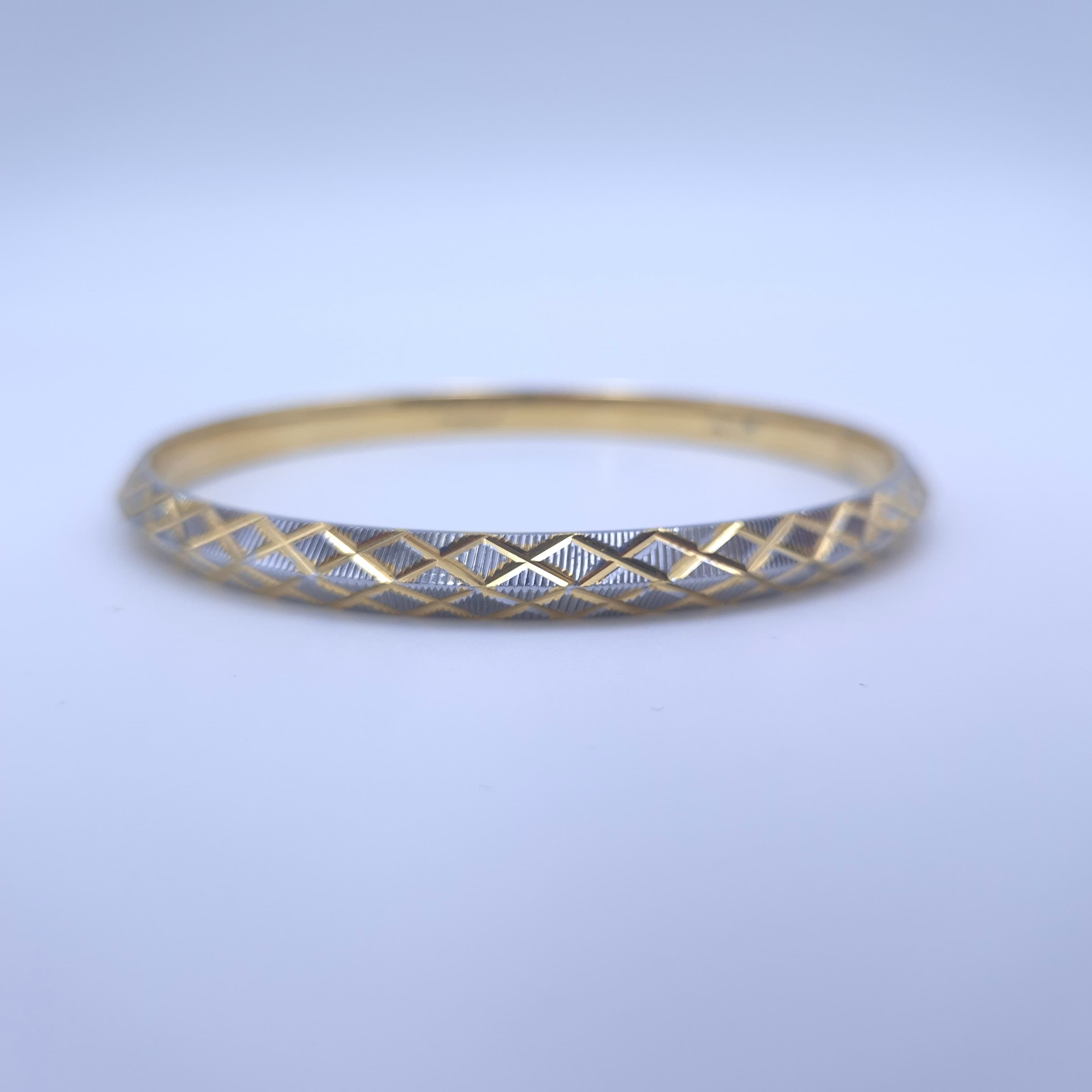  Dual Tone Cross Pattern Silver Kada HMSK28